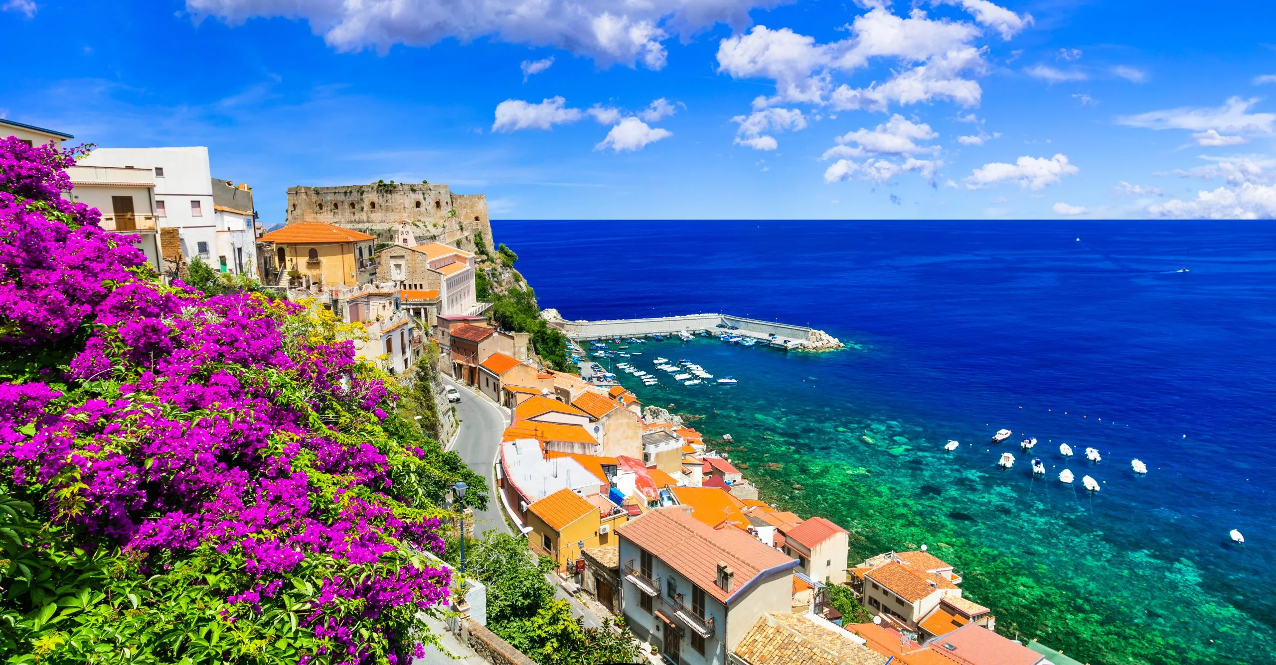Beautiful coastal town Scilla in Calabria. Italy