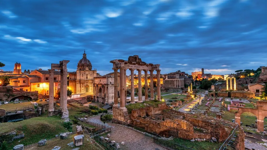 Beautiful view of the Roman Forum under the beautiful sky in Rome, Italy